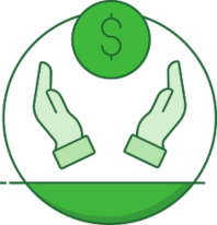 Currency, embraced by hands (icon)
